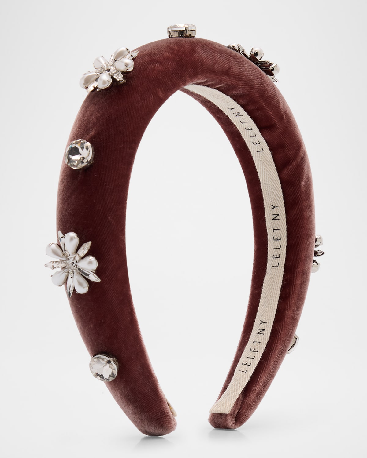Lelet Ny Annie Pearly Crystal Velvet Headband In Amethyst