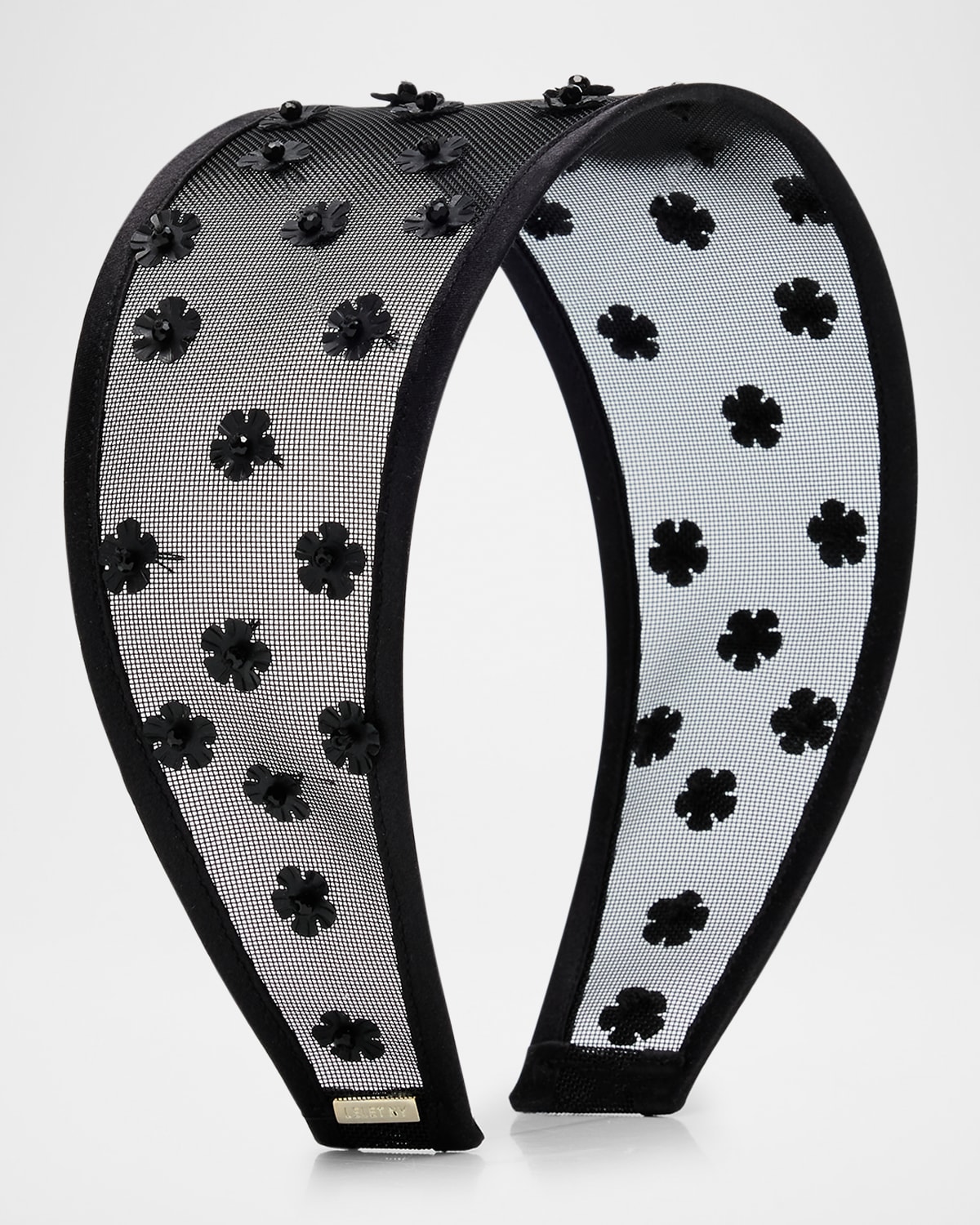 Lelet Ny Giselle Floral Mesh Wide Headband In Black