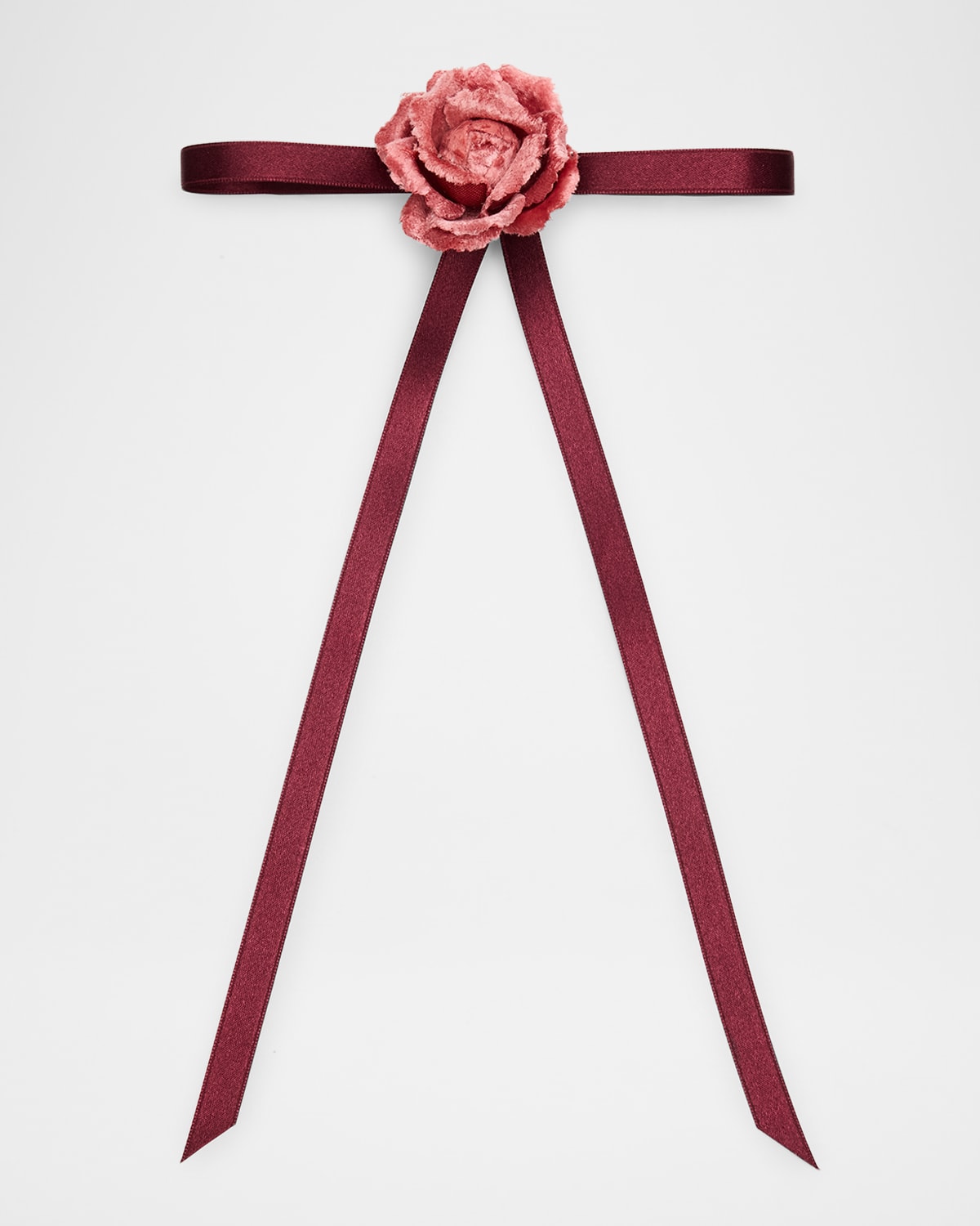 Lelet Ny Velvet Rosette Bow Skinny Barrette In Cranberry Rose
