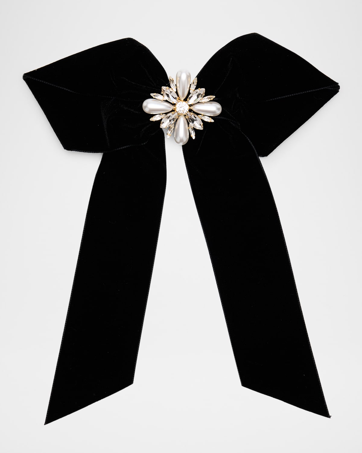 Lelet Ny Annie Large Pearly Crystal Velvet Bow In Black