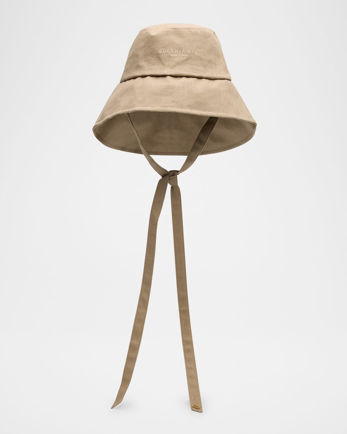 Eugenia Kim Ally Linen Bucket Hat In Khaki