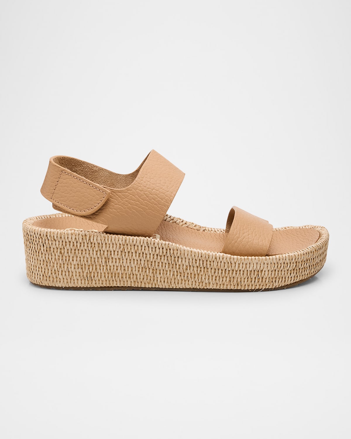 Shop Pedro Garcia Lacey Two Band Flatform Leather Sandals In Camel