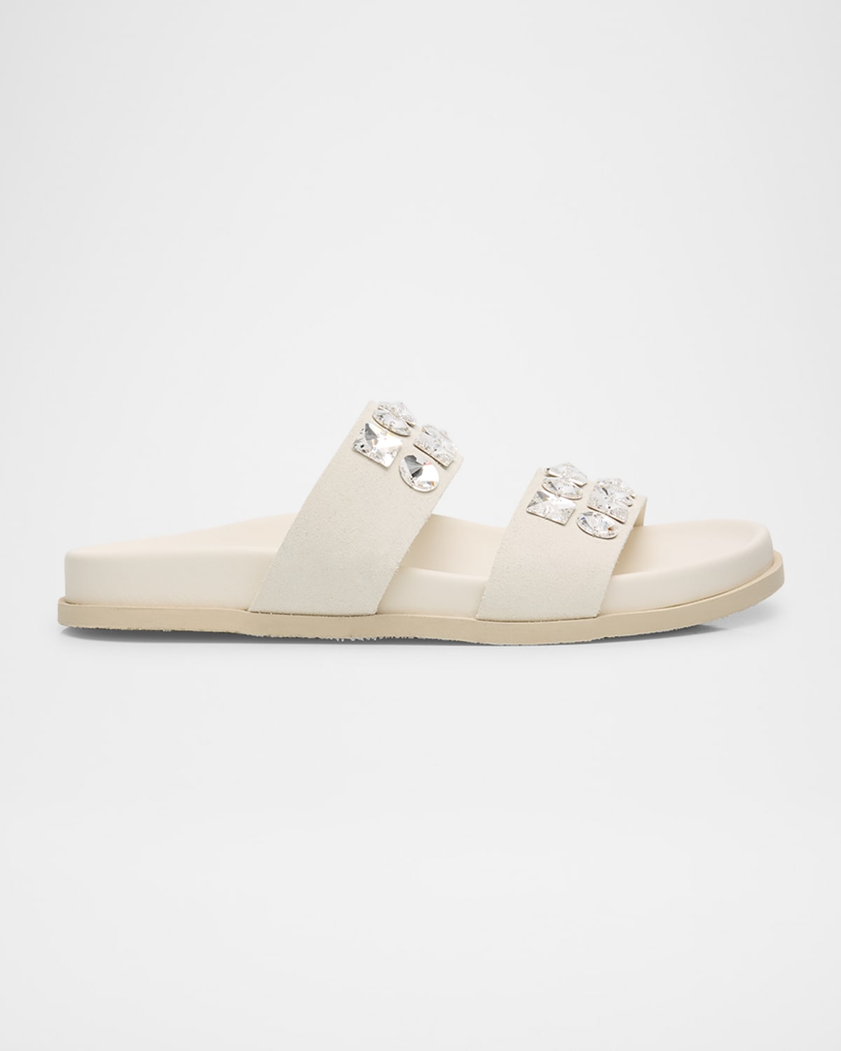 Dilys Two-Band Embellished Suede Sandals