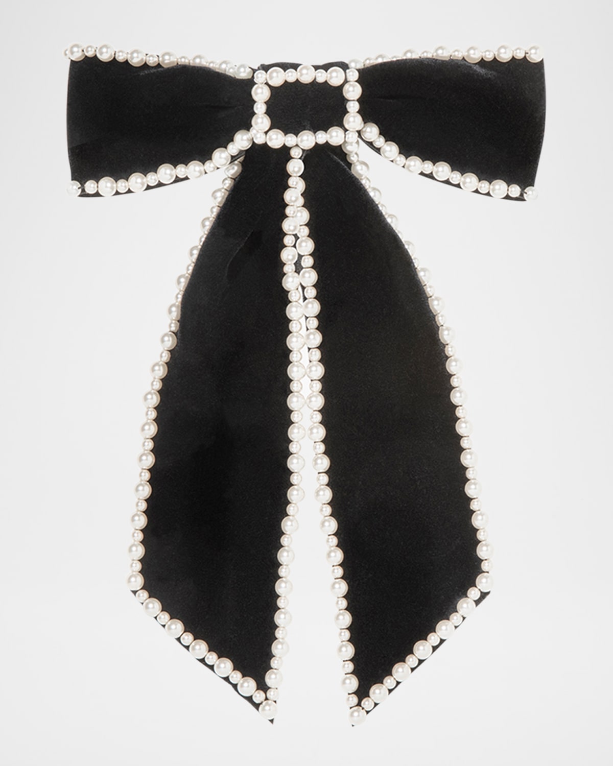 Jennifer Behr Lennox Bow Barrette In Black Pearl