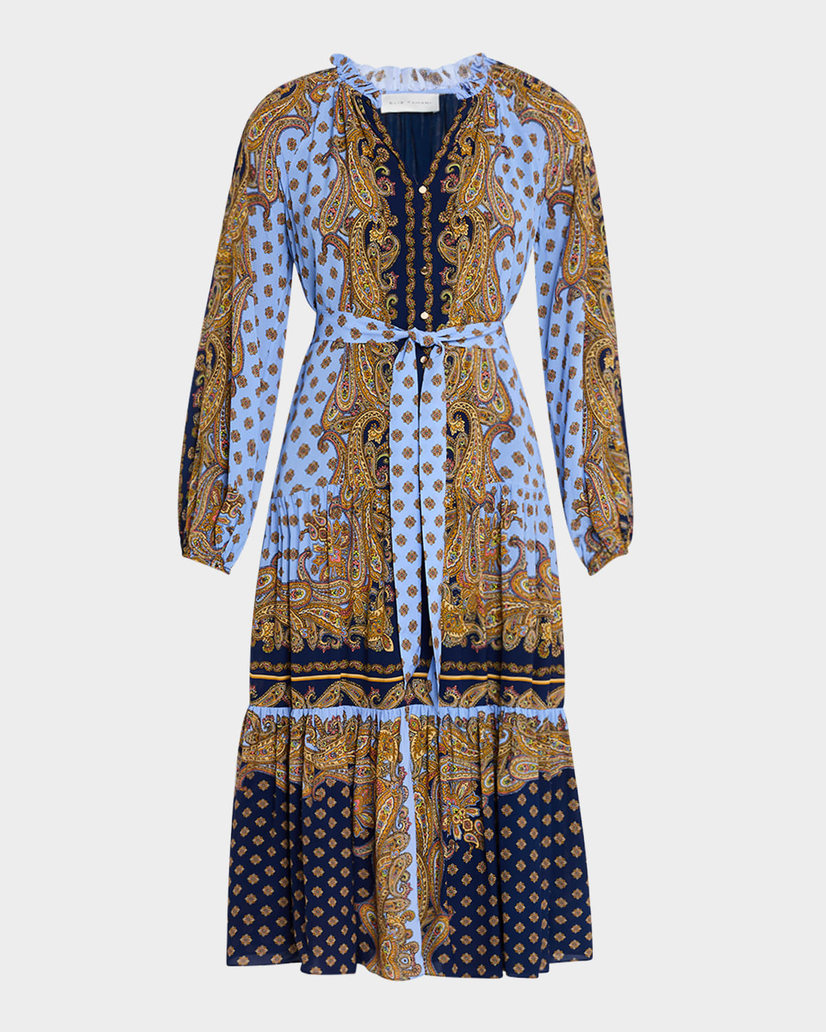Shop Elie Tahari The Sienna Tiered Paisley-print Midi Dress In Estate Paisley Print
