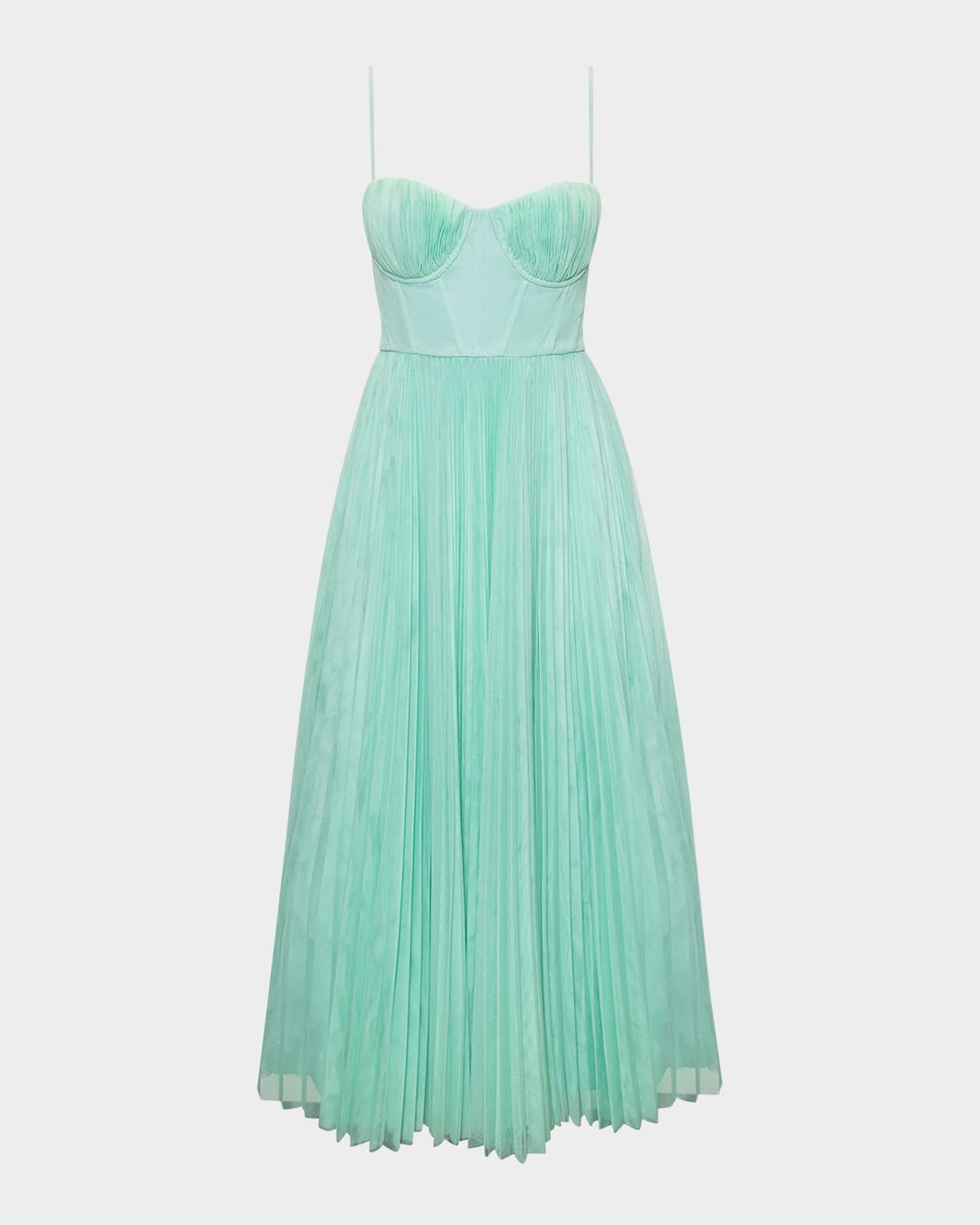 Hutch Amara Sweetheart Pleated Tulle Maxi Dress In Aqua