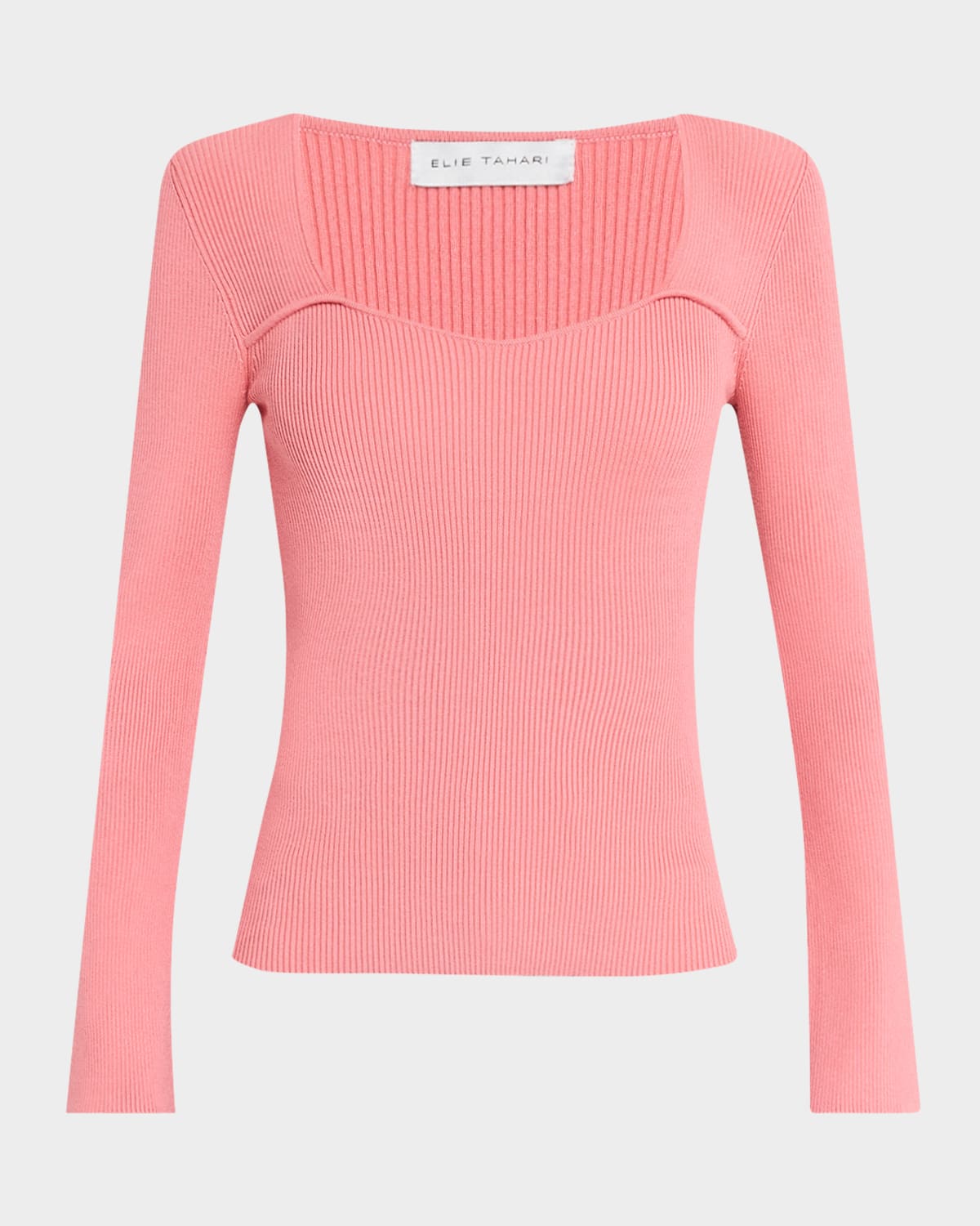 ELIE TAHARI THE SYDNEY RIBBED SWEETHEART SWEATER 