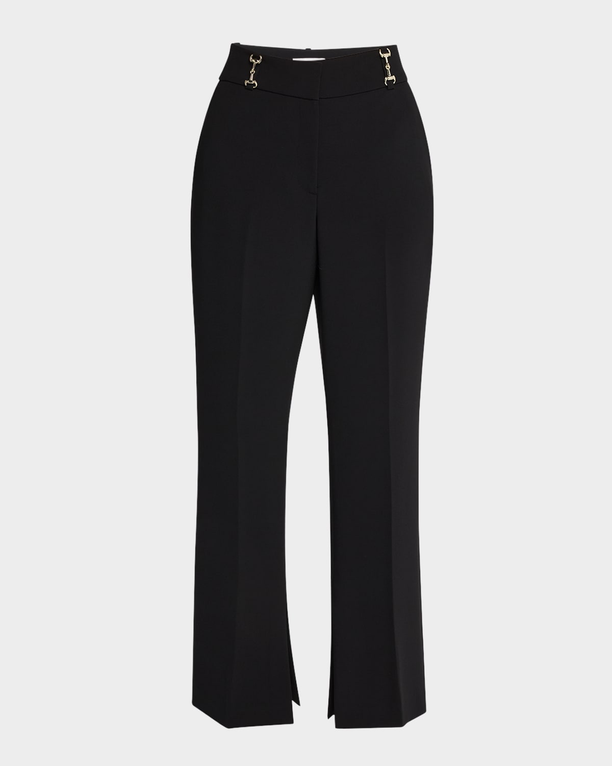 Shop Elie Tahari The Paisleigh Embellished Slit-hem Pants In Noir
