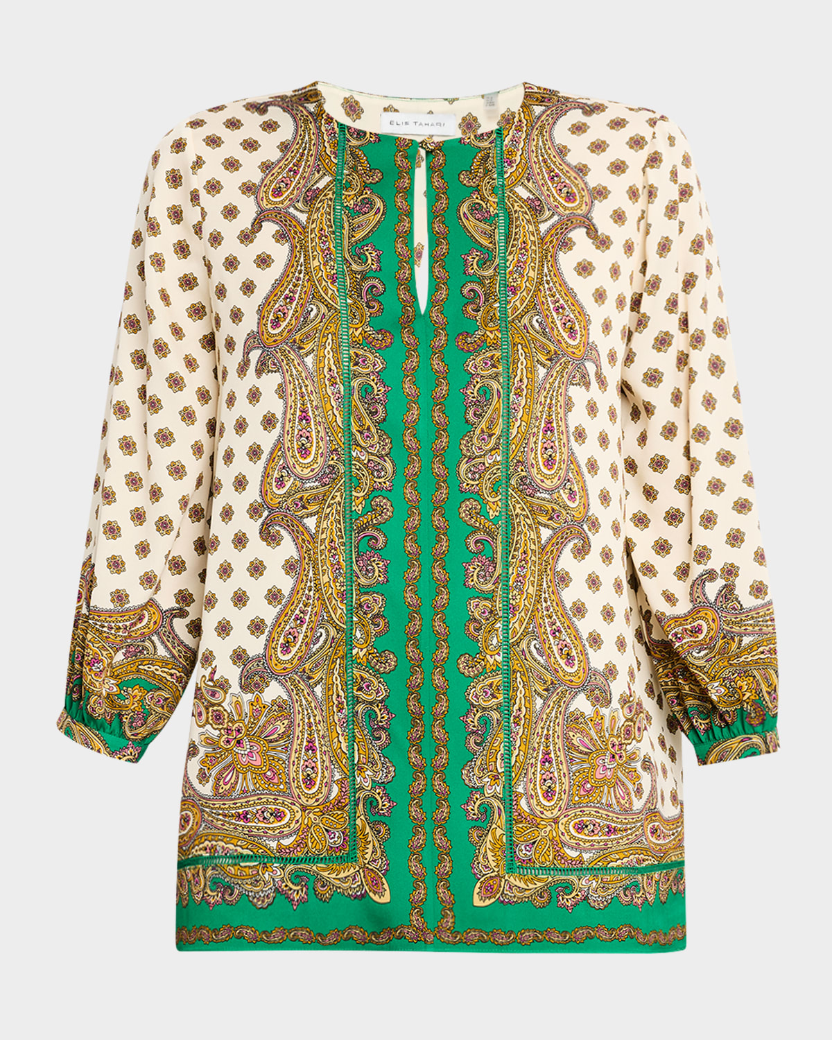 The Isa Paisley-Print Keyhole Blouse