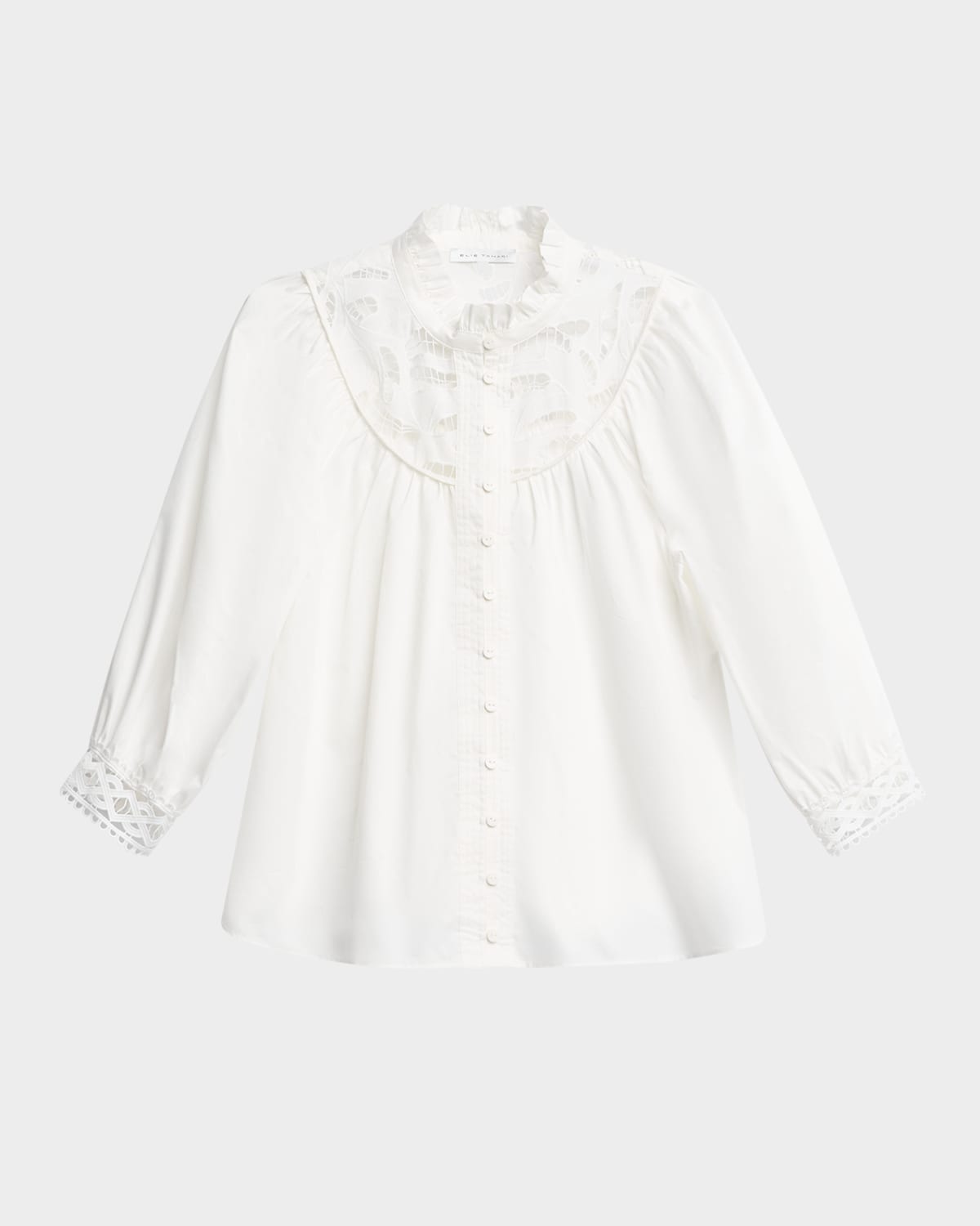 The Rylan Lace-Yoke Cotton Blouse