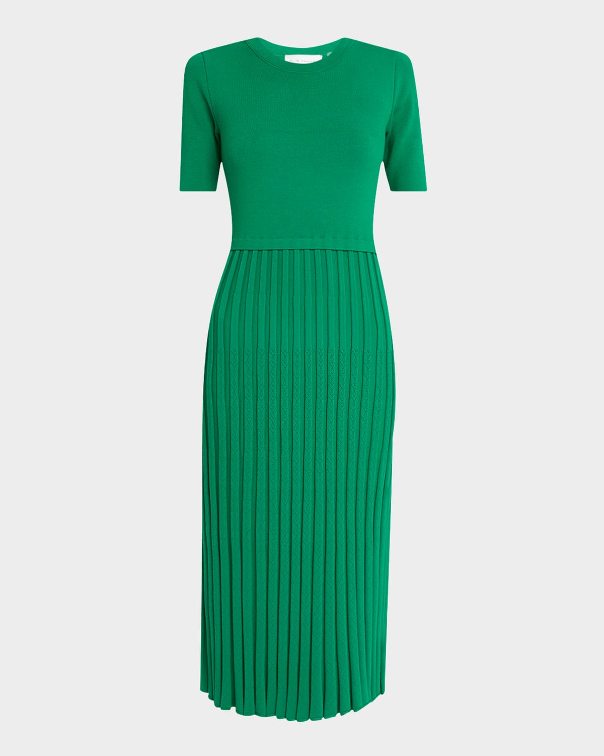 Shop Elie Tahari The Vesper Pointelle Ribbed Midi Sweater Dress In Green Lark