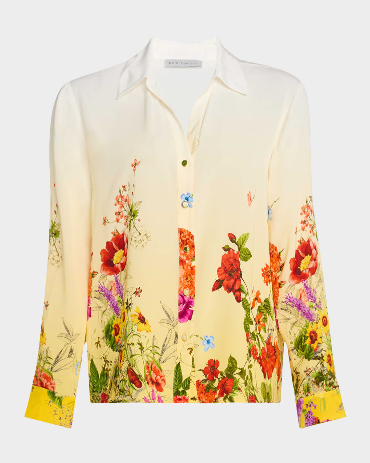 Shop Elie Tahari The Tinsley Ombre Floral-print Blouse In Sunshine Jardin Print