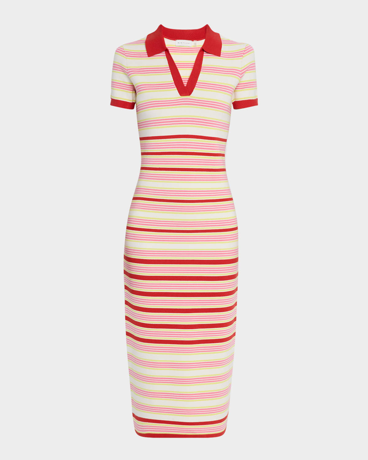 Shop Elie Tahari The Liberty Striped Polo Sweater Midi Dress In Poppy Multi Stripe