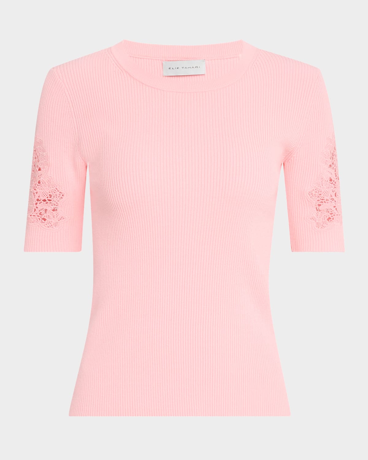The Magnolia Ribbed Lace-Inset Sweater