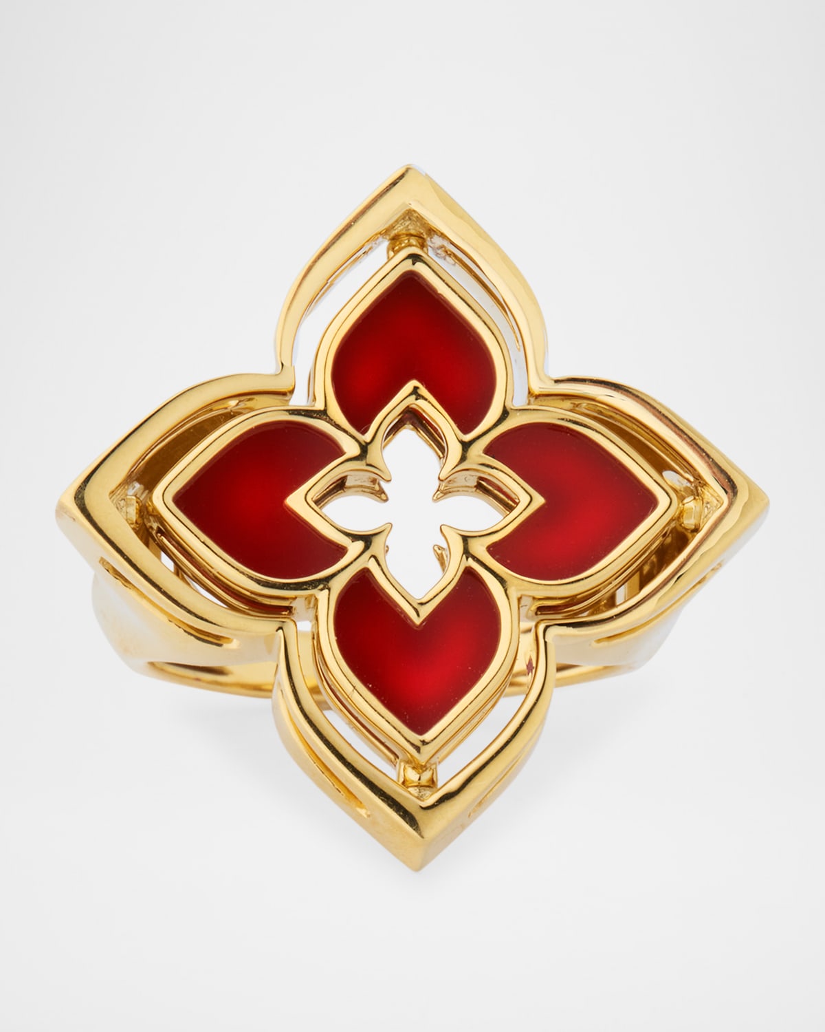 18K Yellow Gold Diamond and Red Agate Venetian Princess Pirouette Ring