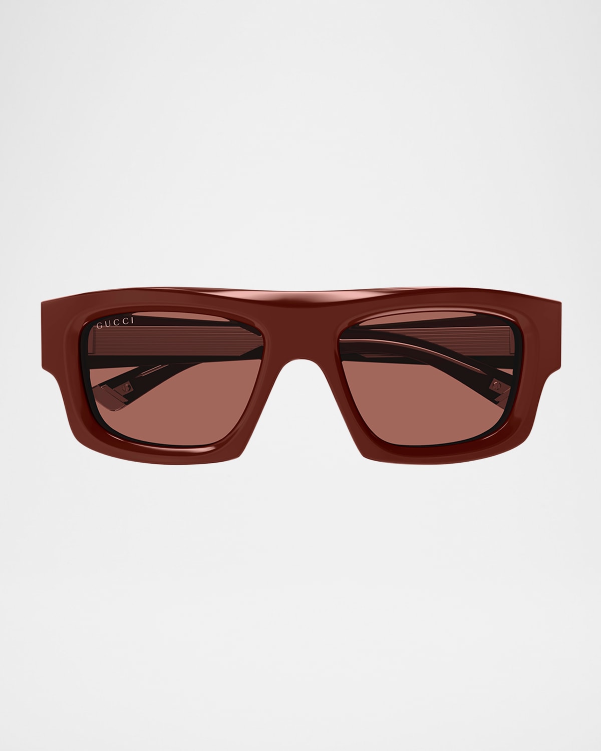 Gucci Men's Gg1926sm Acetate Rectangle Sunglasses In Shiny Solid Burgundy