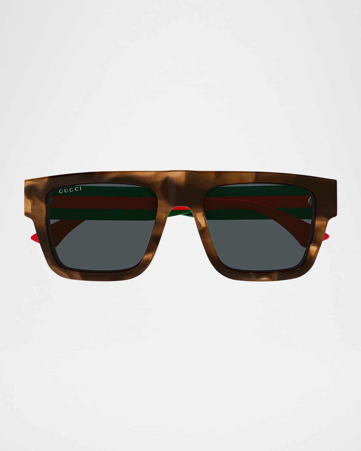 Gucci Men's Gg1868sm Acetate Rectangle Sunglasses In Shiny Melange Brown Classic Havana