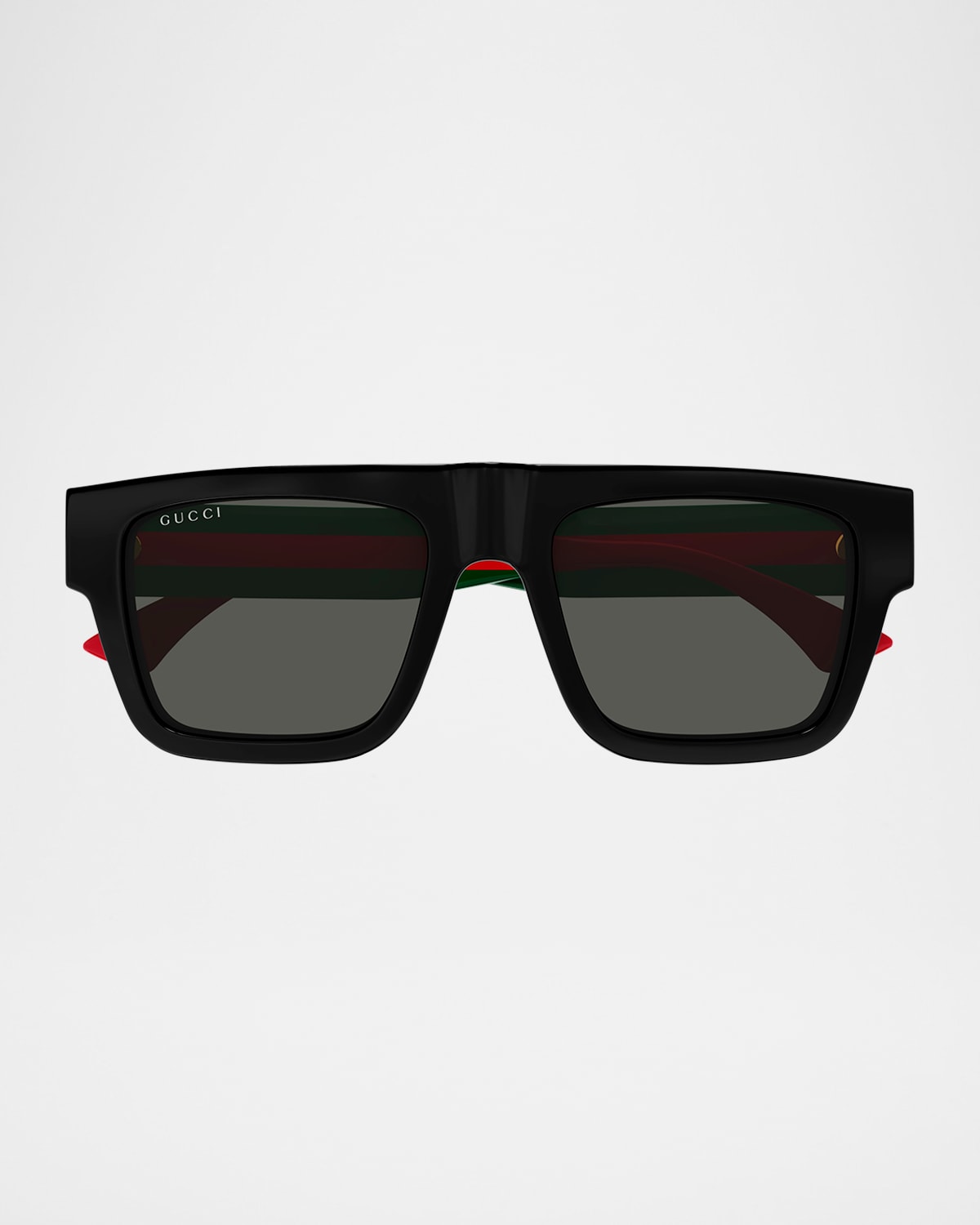 Gucci Men's Gg1868sm Acetate Rectangle Sunglasses In Shiny Solid Black