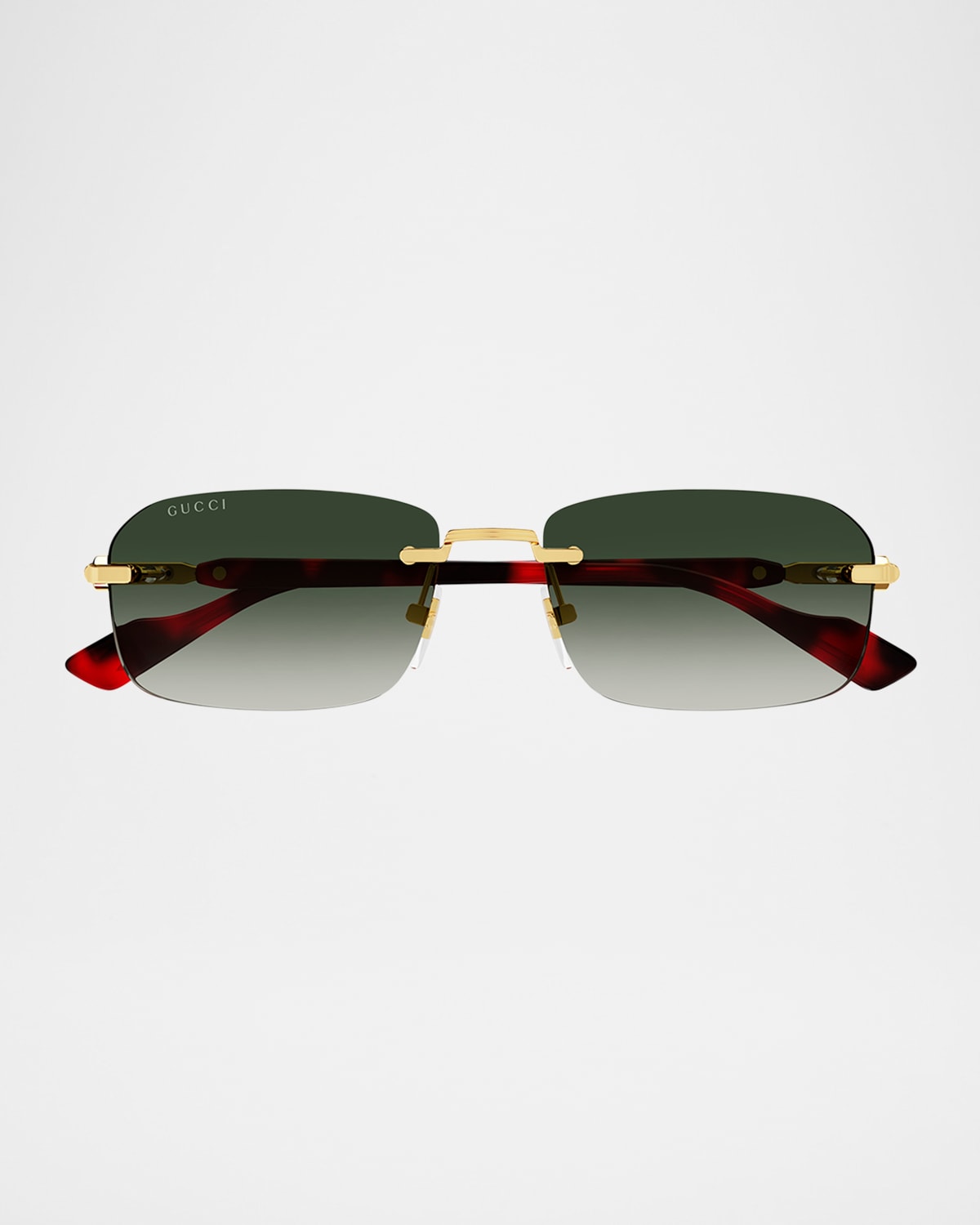 Gucci Men's Gg1221sm Rimless Metal Rectangle Sunglasses In Shiny Yellow Gold