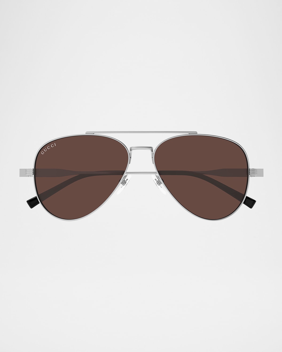 Gucci Men's Gg1874sm Metal Aviator Sunglasses In Matte Light Ruthenium