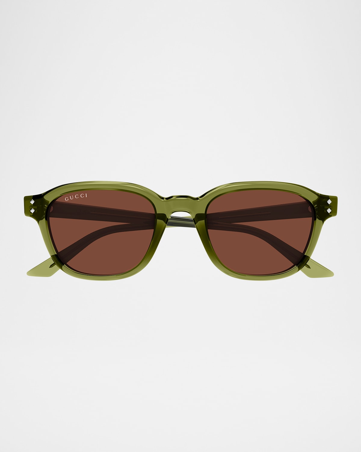 Gucci Men's Gg1892sm Acetate Square Sunglasses In Shiny Transparent Olive Green