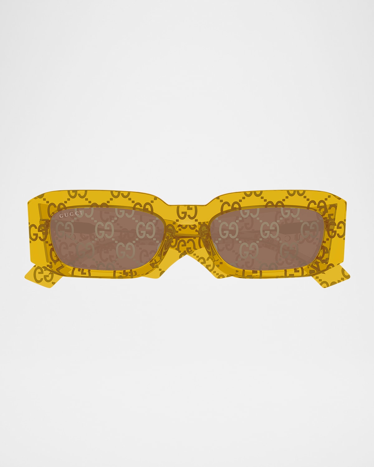 Gucci Men's Gg1426sm Gg Acetate Rectangle Sunglasses In Shiny Crystal Amber Yellow
