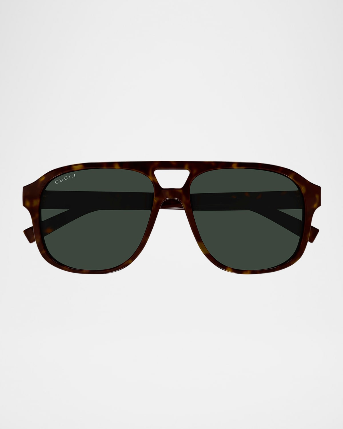 Gucci Men's Gg1856sm Plastic Aviator Sunglasses In Shiny Dark Havana