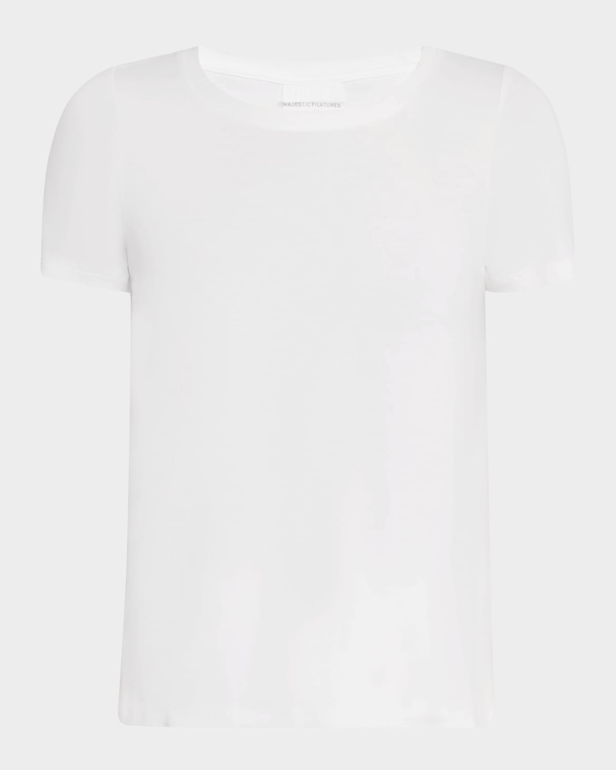 Majestic Soft Touch Short-sleeve Crewneck Tee In Blanc