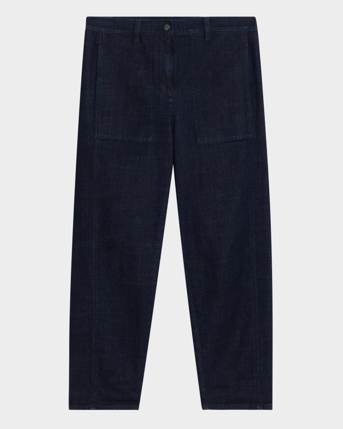 Eileen Fisher Cropped Stretch Denim Boyfriend Lantern Pants In Deep Indigo