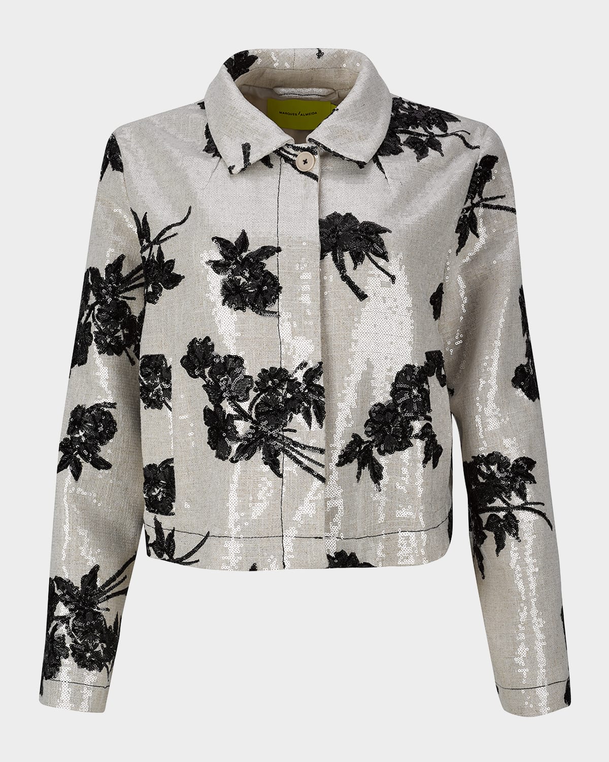 MARQUES' ALMEIDA SEQUINED LINEN CROP JACKET 