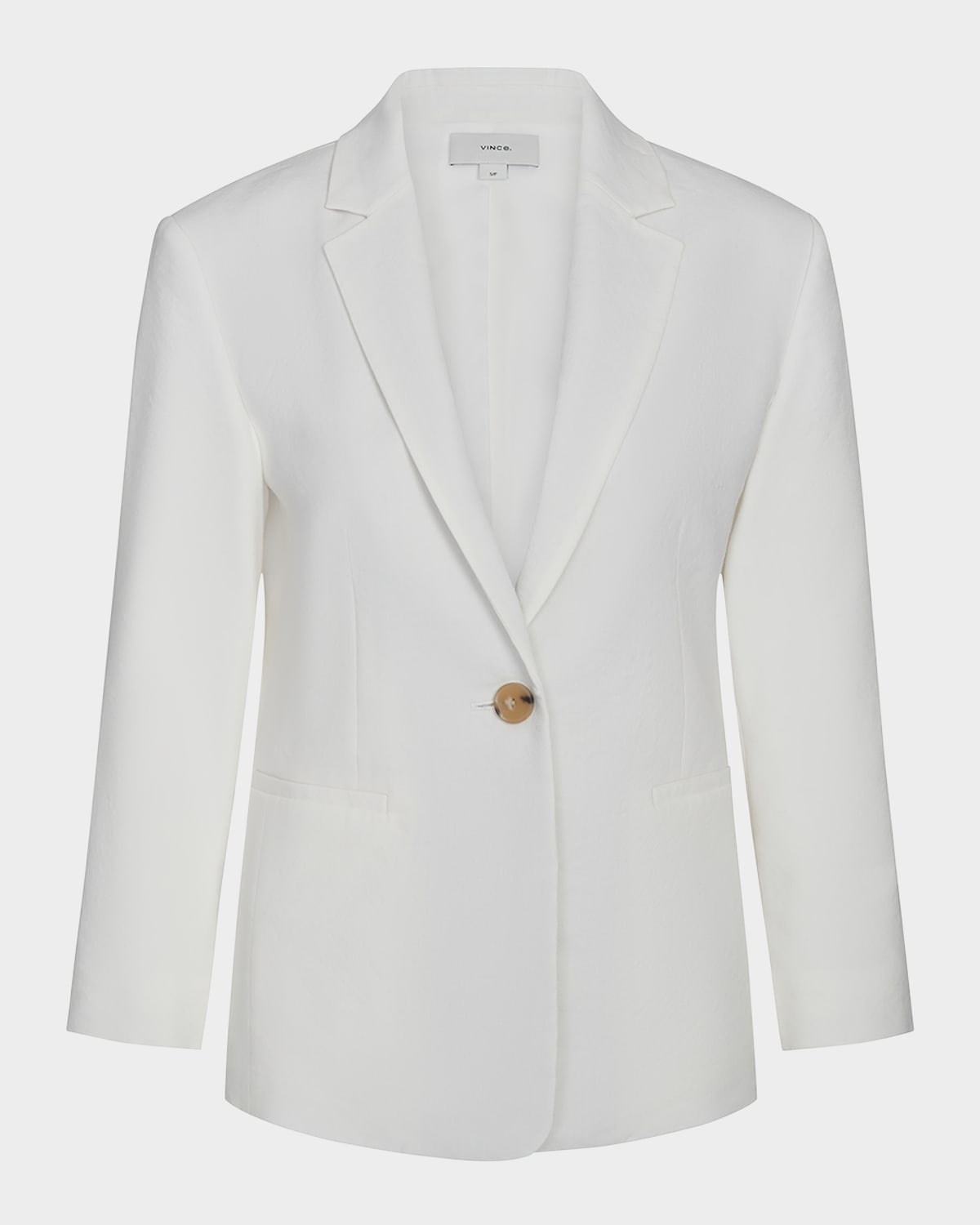 Shop Vince Shrunken Linen Blazer In Moss Smoke