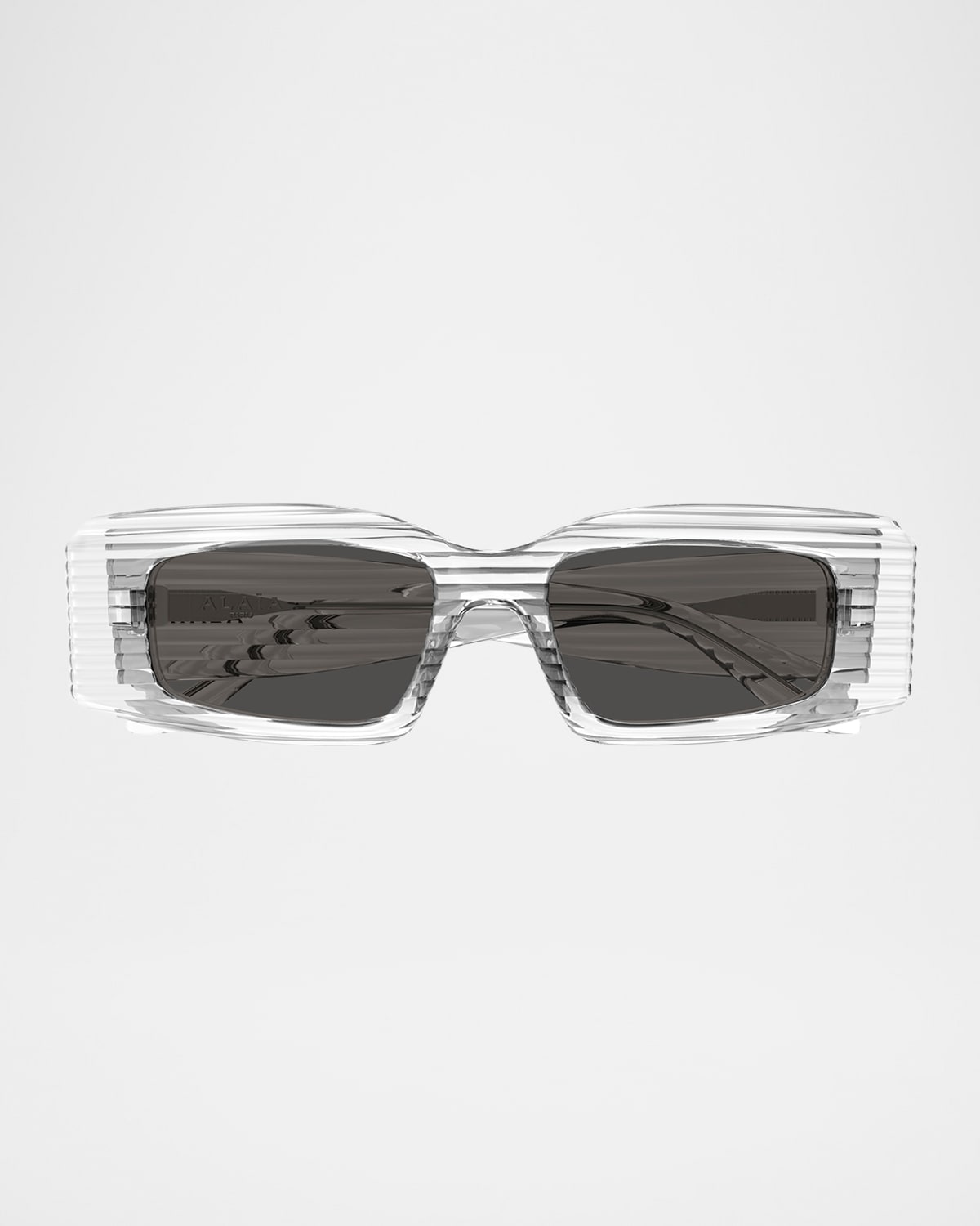Shop Alaïa Acetate Rectangle Sunglasses In Crystal