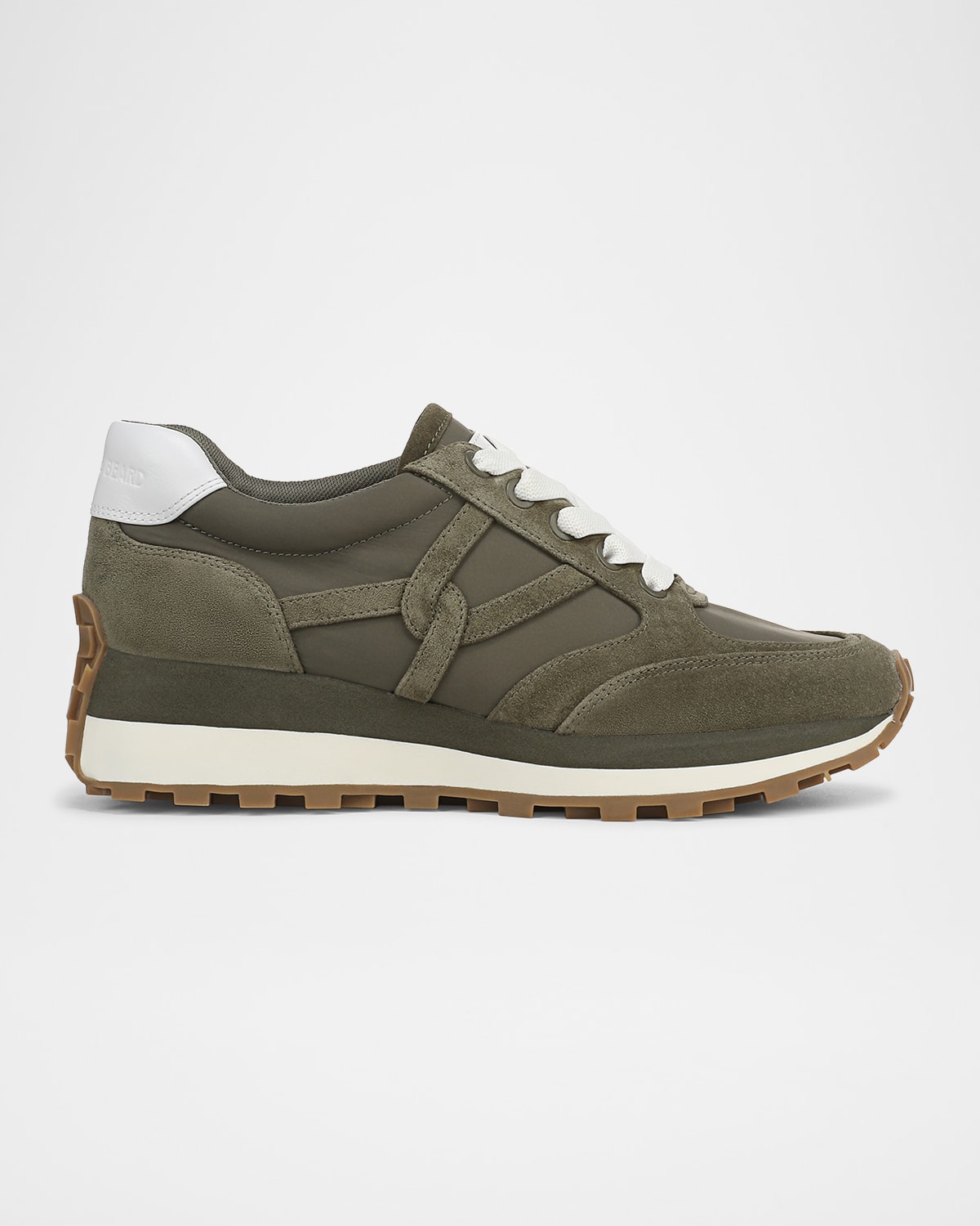 Veronica Beard Valentina Suede And Nylon Sneakers In Stone Army Green Suede/nylon