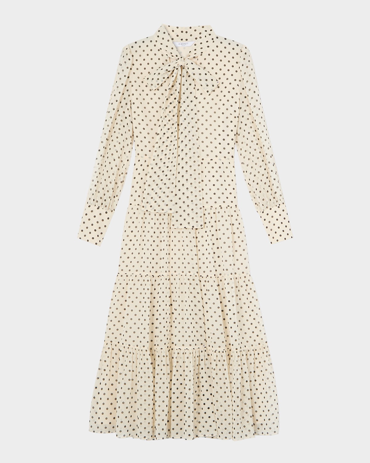 Lk Bennett Polly Tiered Polka-dot Midi Dress In Cream Multi