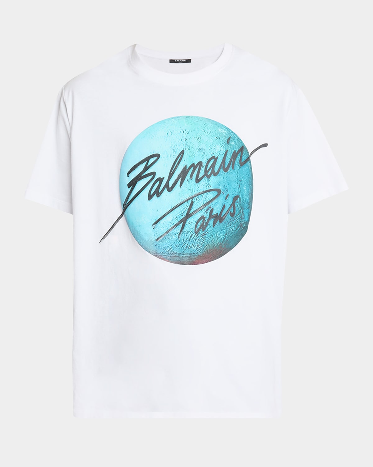 Shop Balmain Men's Paris Planet T-shirt In White Multi