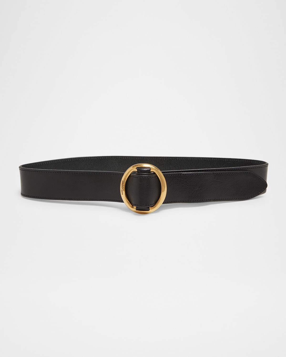 Saint Laurent Ceinture Oval Buckle Leather Belt In 1000 Black