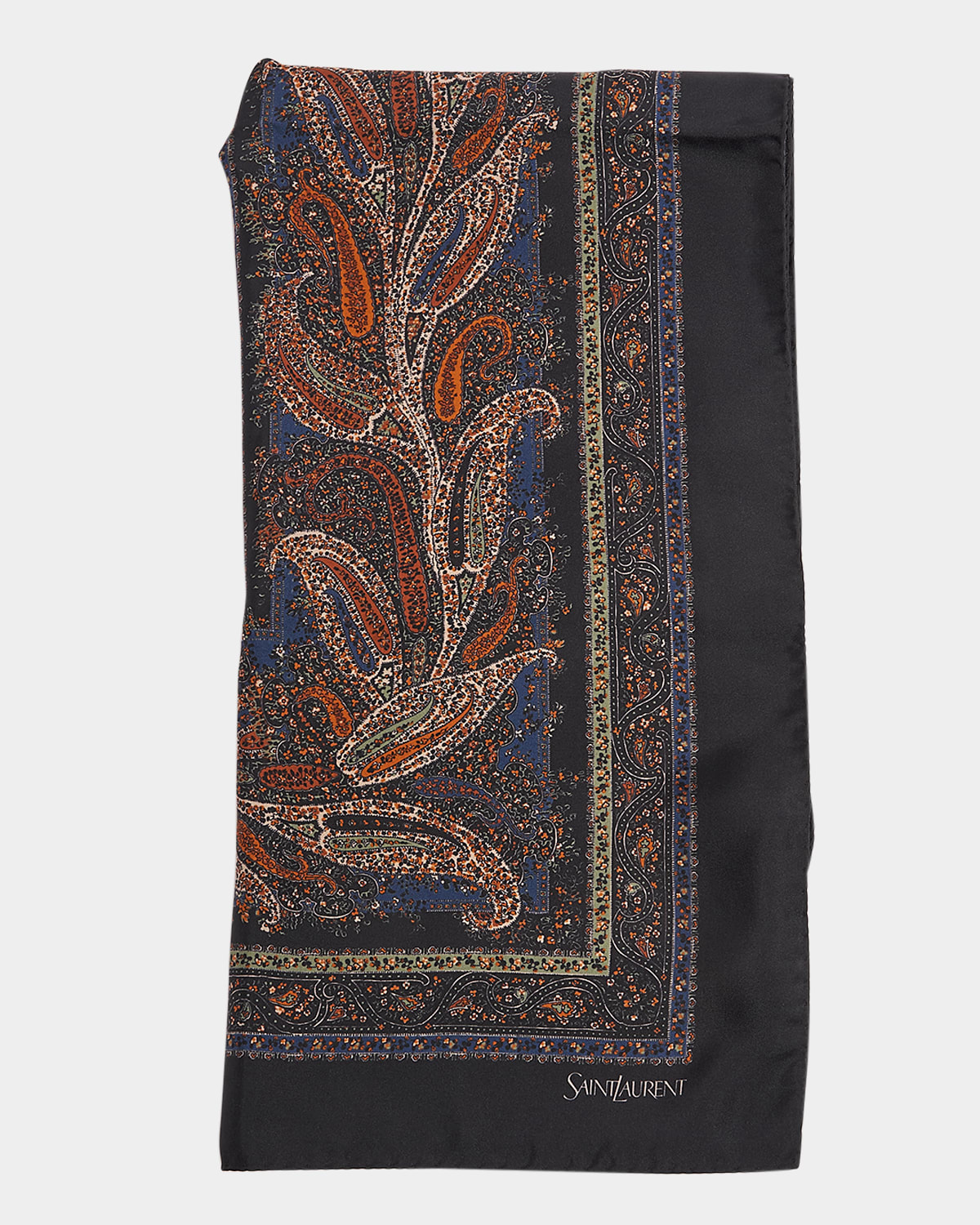 Saint Laurent Paisley-print Silk-blend Scarf In 4088 Midnight Blue Multicolor