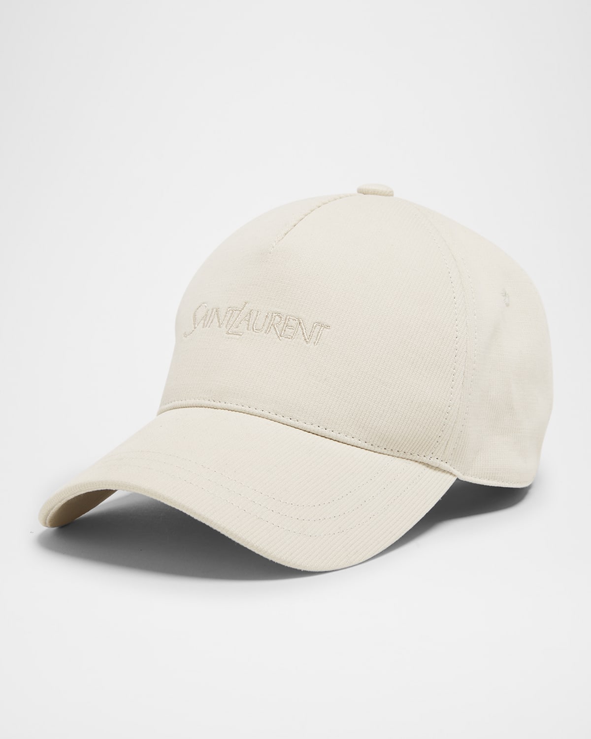 Saint Laurent Embroidered Logo 5-panel Vintage Cap In 9200 Ivory