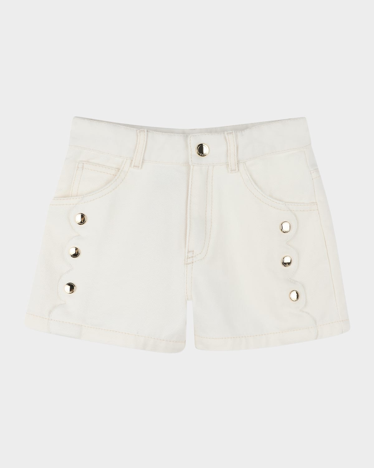 CHLOÉ GIRL'S DENIM STUDDED SHORTS 
