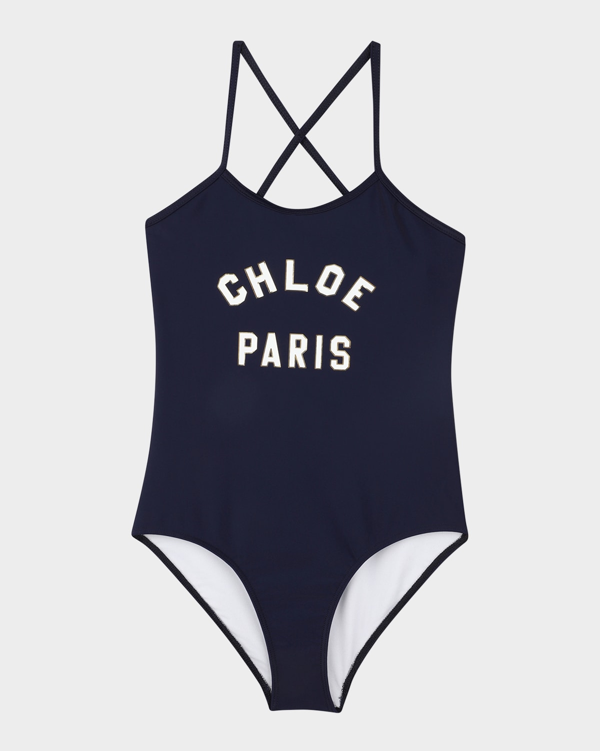 Chloé Logo-print Swimsuit In Navy