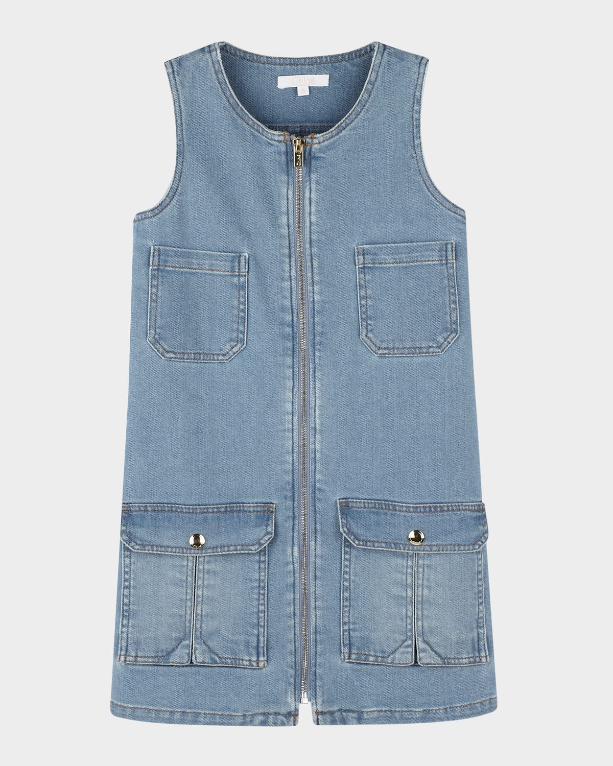 Chloé Girl's Denim Mini Dress In Bleach