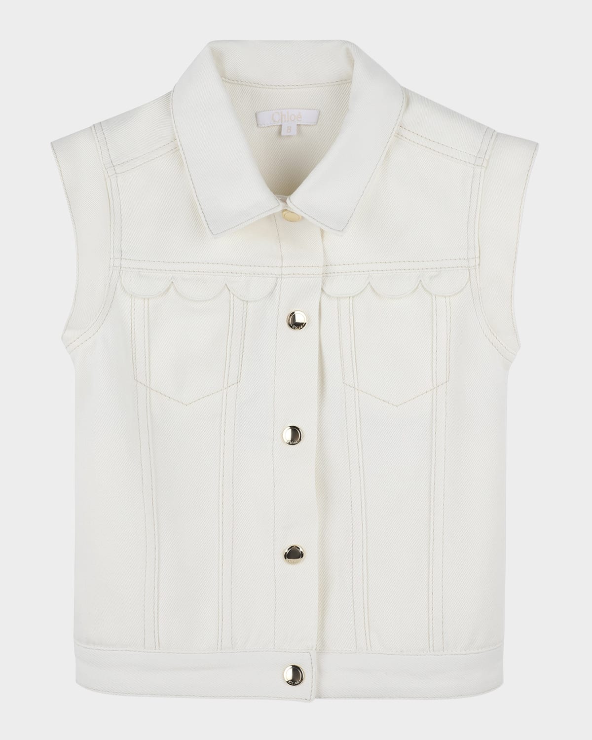 CHLOÉ GIRL'S DENIM SLEEVELESS WAISTCOAT 