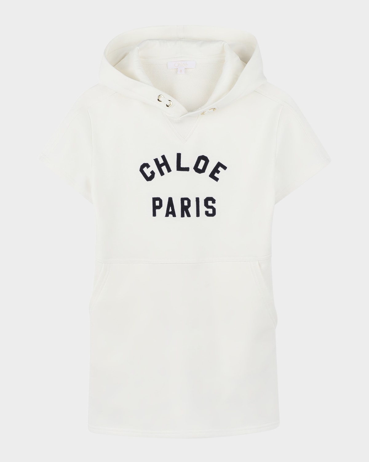 CHLOÉ GIRL'S SHORT-SLEEVE HOODED MINI DRESS 