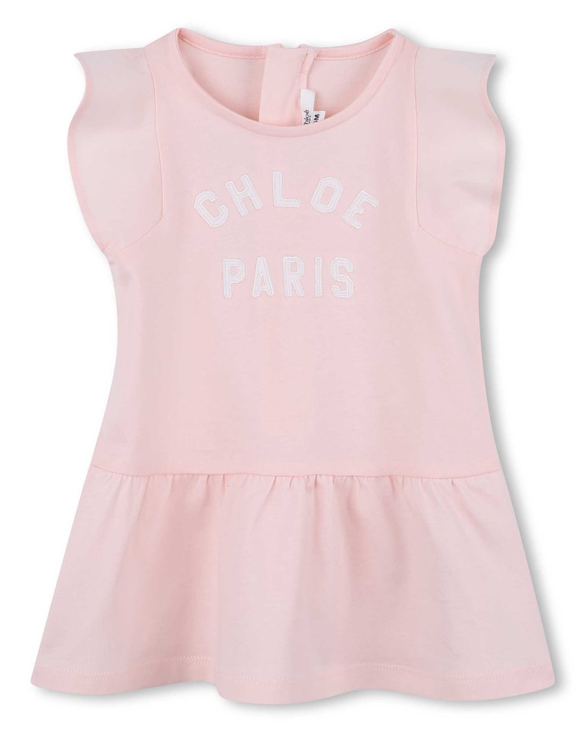 Chloé Girl's Short-sleeve Drop-waist Dress In Petal Pink