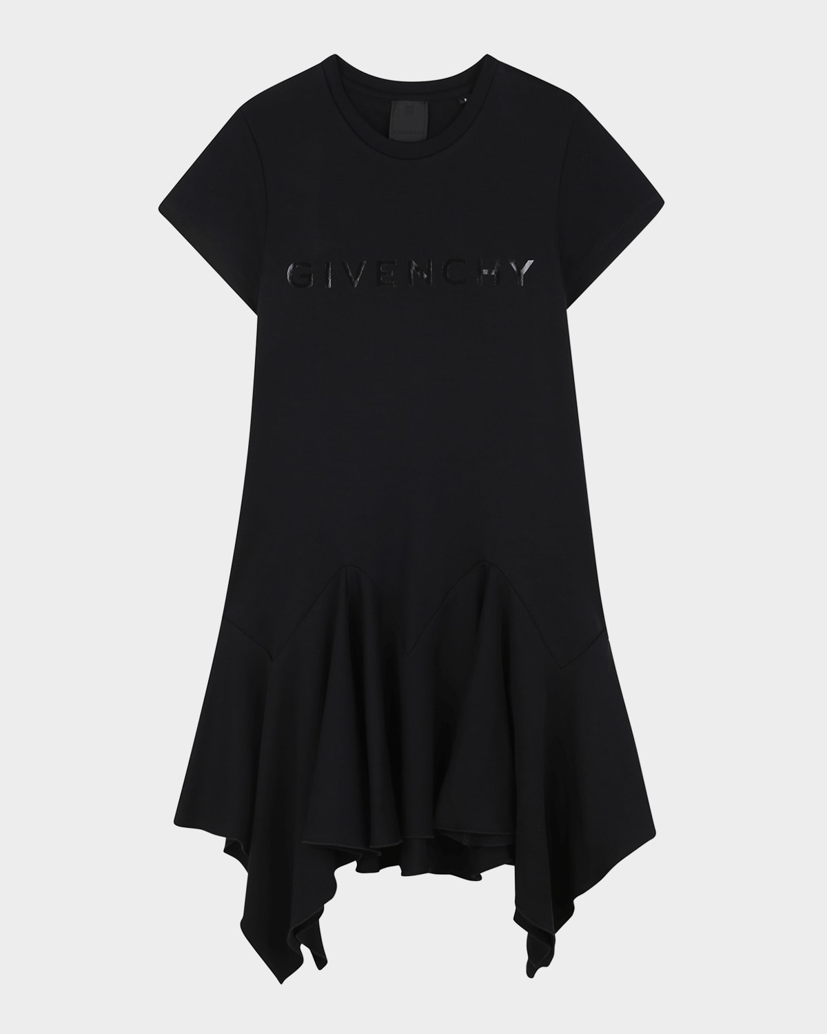 Givenchy Girl's Logo-print Flounce Dress In Black