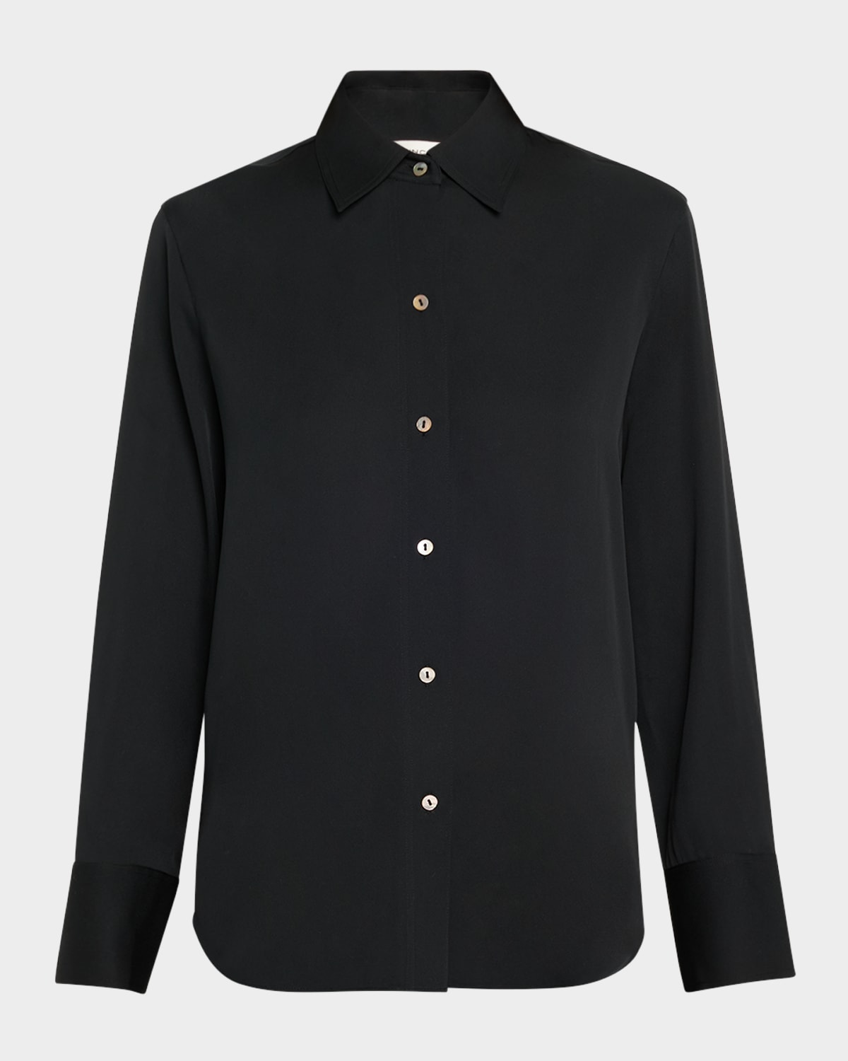 Vince Classic Button-front Blouse In Black