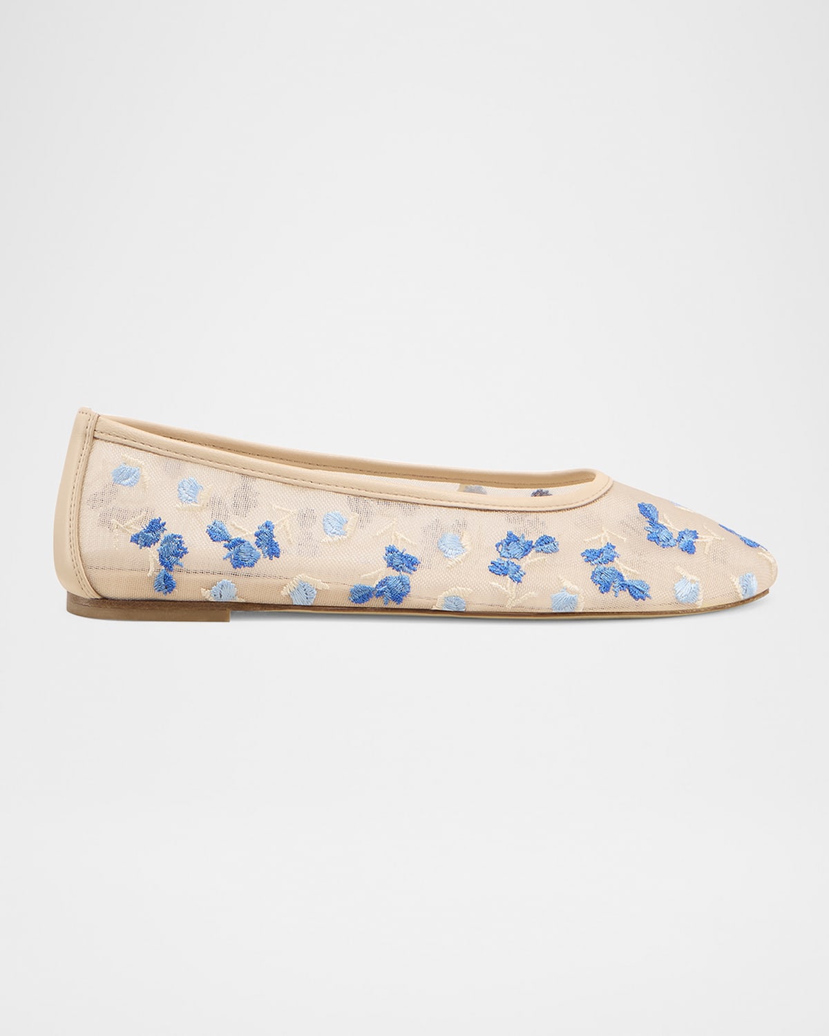 Stuart Weitzman Bareitall Embroidered Mesh Ballerina Flats In Cielo Multi/barely Beige