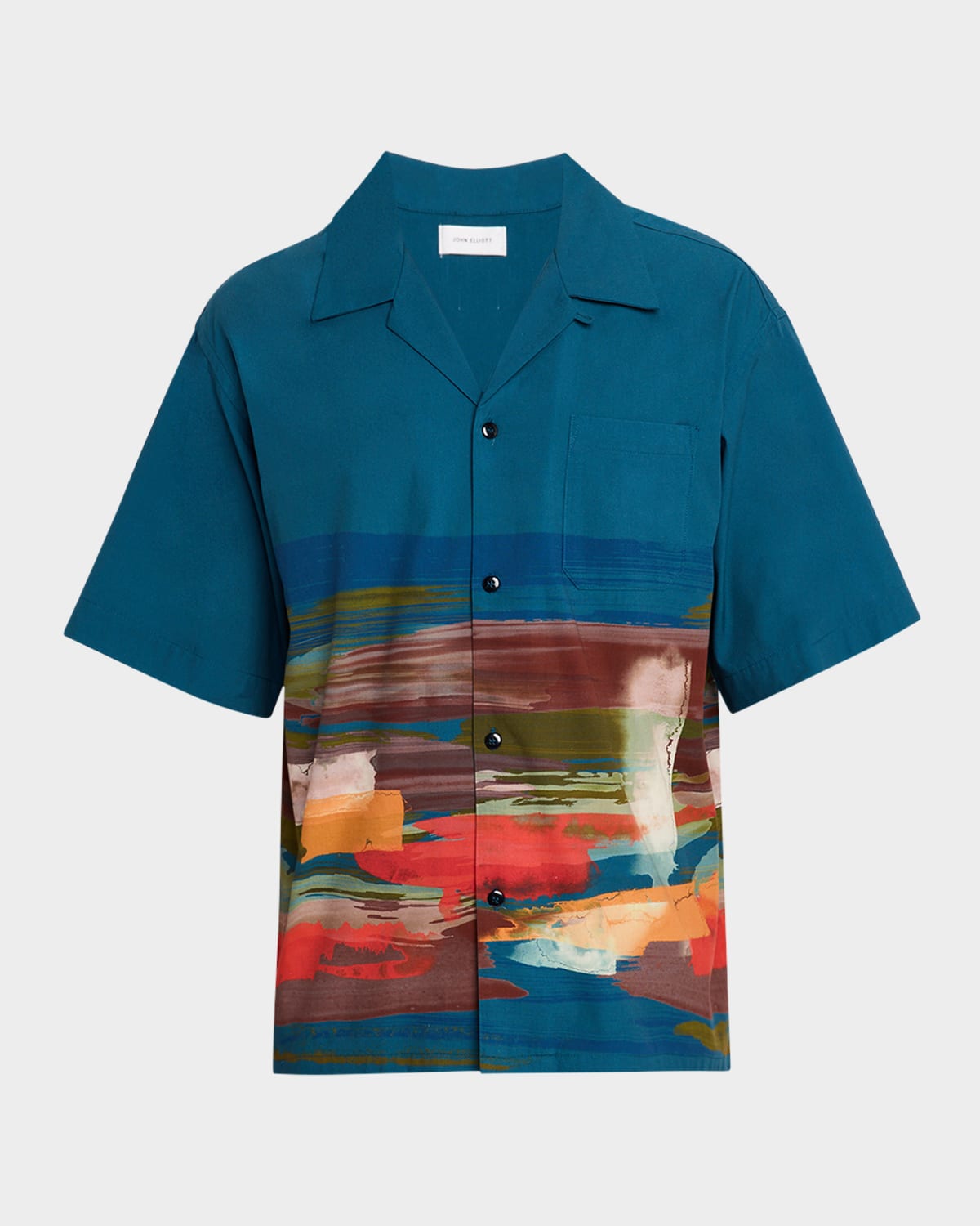 Men's Abstract-Print Pocket Camp Shirt