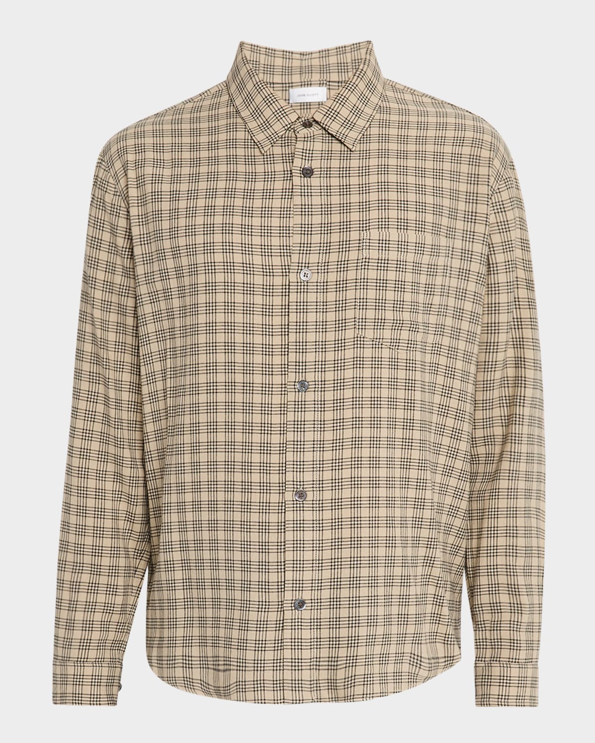 Men's Check Viscose and Wool Pocket Button-Down Shirt