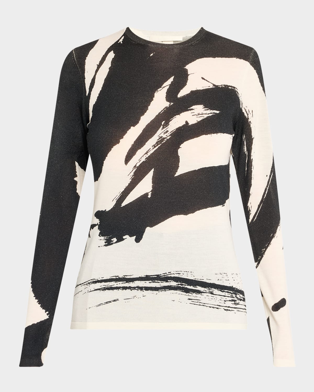 Abstract Long Sleeve Merino Wool Sweater